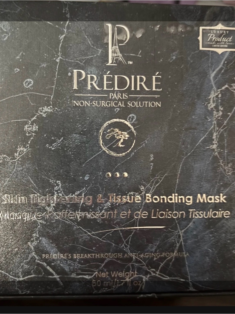Prédiré Paris Skin Tightening & Tissue Bonding Mask - Black & Gold Packaging